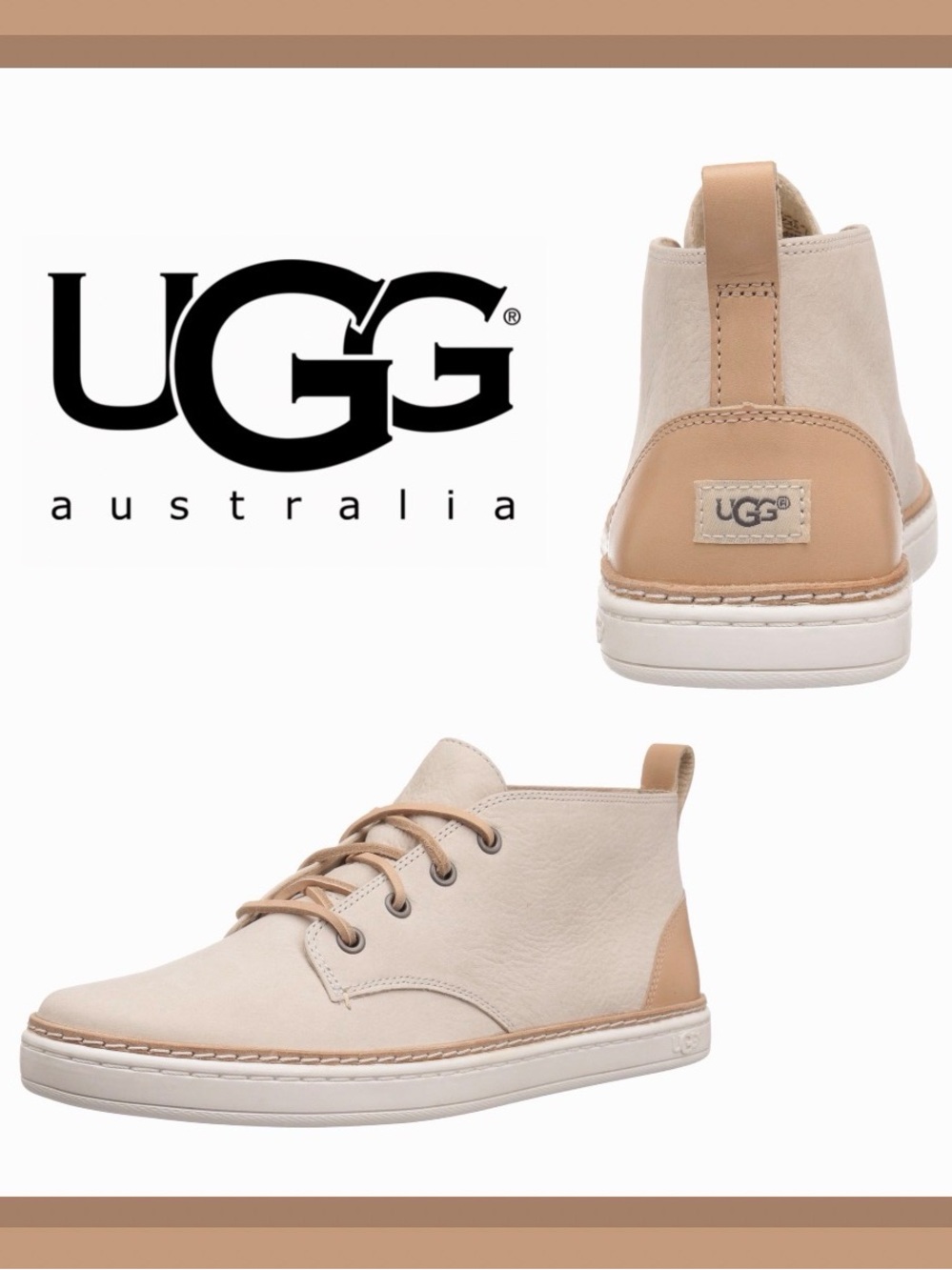 UGG Women's Kallisto Tan/Cream Leather Fashion Sneaker Size 7
